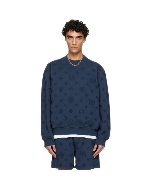 Casablanca Blue Applique Monogram Sweatshirt for men