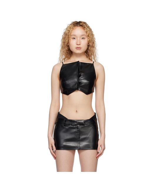 AYA MUSE Black Elfi Faux-Leather Tank Top