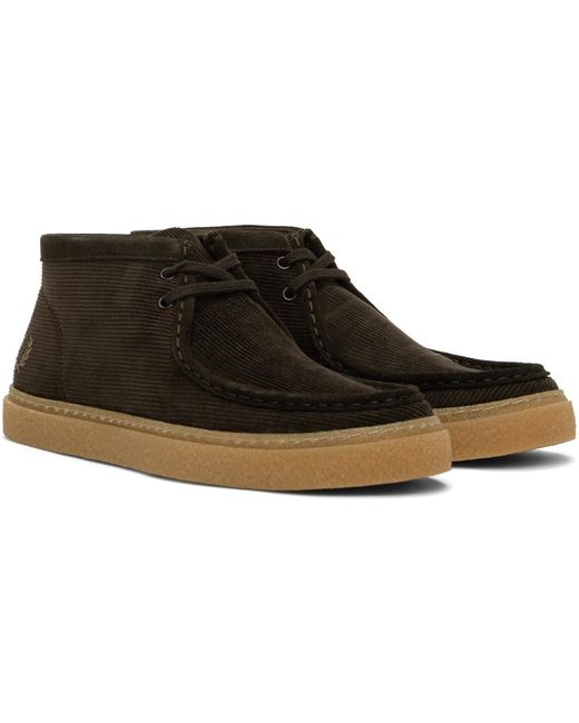 Fred Perry Black Brown Dawson Mid Sneakers for men