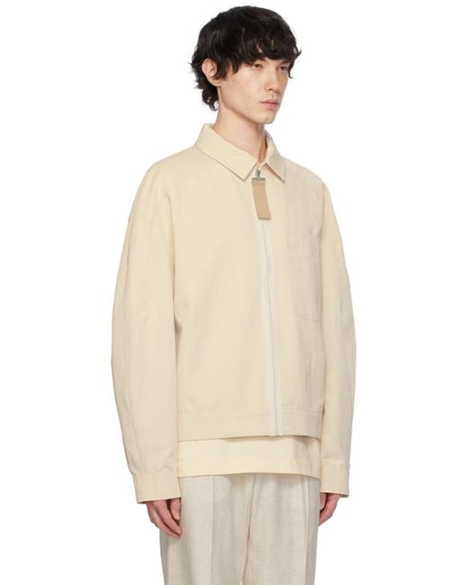 Jacquemus Natural Le Blouson Linu Boxy-fit Cotton And Linen-blend Jacket for men
