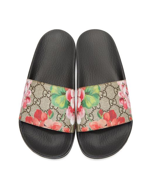 Lyst - Gucci Blooms Supreme Canvas Slides in Pink - Save 4.838709677419359%