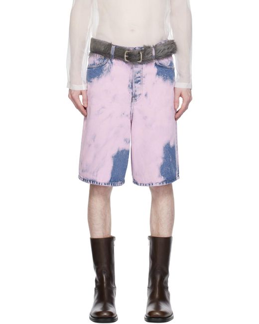 Dries Van Noten Pink Garment-dyed Denim Shorts for men