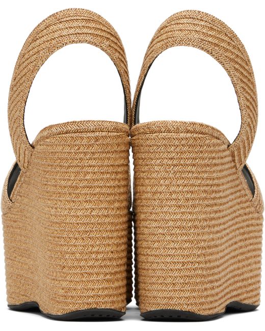 Sandales À Talon Compensé Beiges En Papier Paille Alaïa en coloris Black