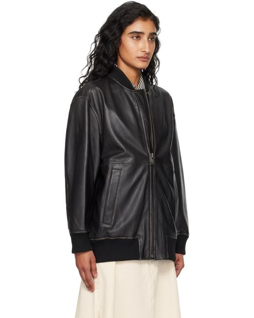 Weekend by Maxmara Black Tattico Leather Jacket