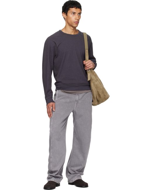 Lemaire Blue Crew Neck Sweatshirt for men