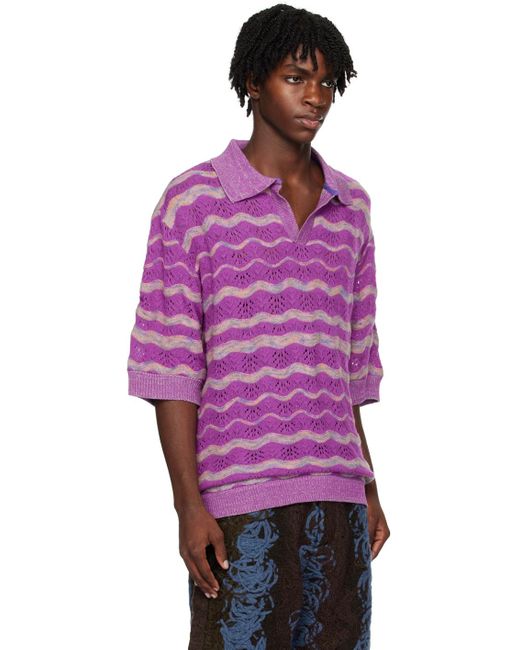 VITELLI Purple Striped Polo for men