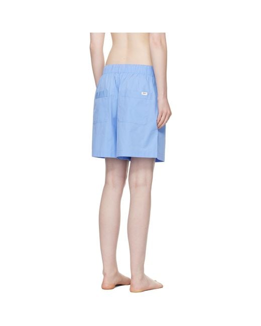 Tekla Blue Poplin Pyjama Shorts