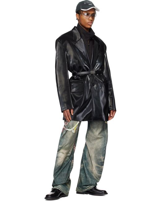 メンズ Acne ブラック Glossed シングルジャケット Black
