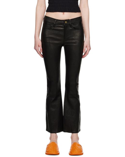 FRAME Black 'le Crop Mini Boot' Leather Pants