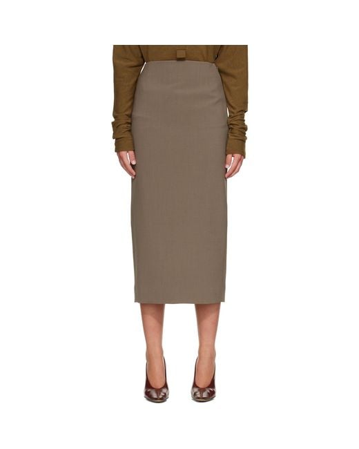 Mugler Natural Taupe Pencil Midi Skirt