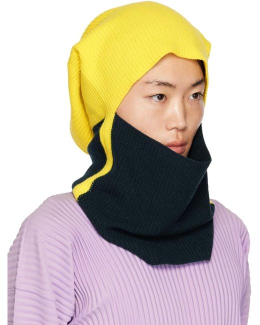 Homme Plissé Issey Miyake Multicolor Homme Plissé Issey Miyake Yellow Frame & Blocks Scarf for men