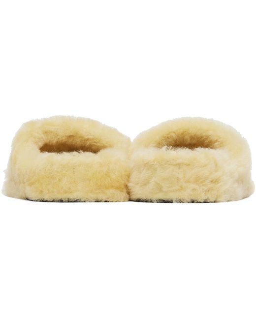 Jil Sander Black Off-white Shearling Slippers