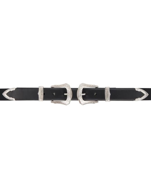 Toga Black Double Buckle Wide Belt
