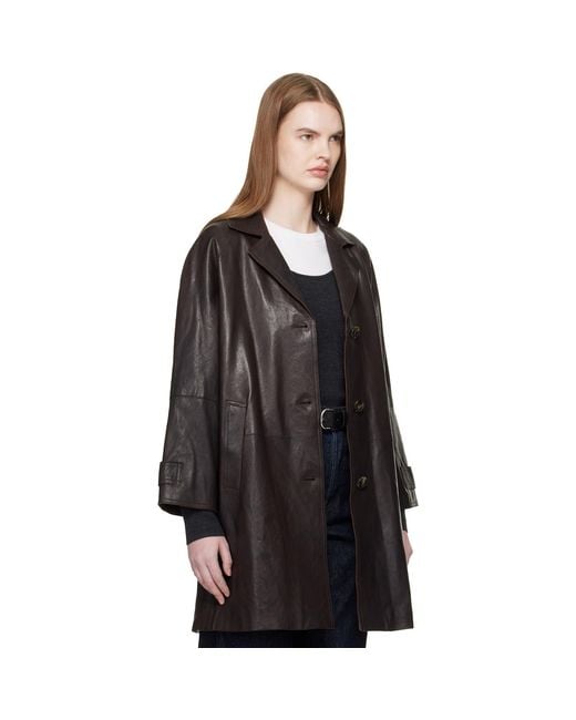 Weekend by Maxmara Black Camino Leather Coat