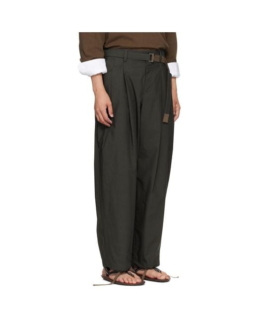 Sacai Black Khaki Typewriter Trousers for men