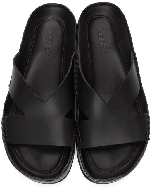 KENZO Black Opanka Sandals for men