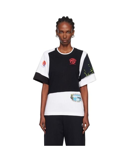 MARINE SERRE Black Regenerated Graphic Jersey Layered T-Shirt