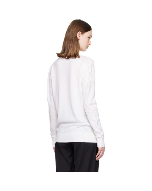 Balmain White V-Neck Light Sweater