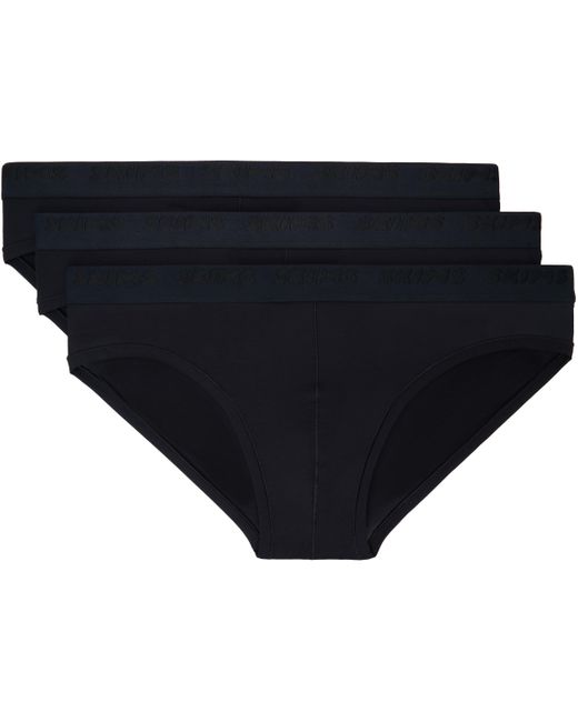 Skims Black Three-Pack Stretch Briefs for men