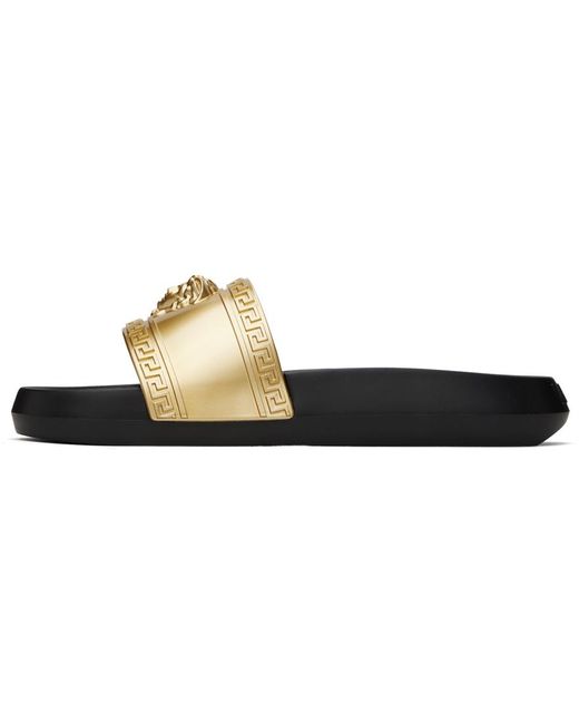 Sandales à enfiler palazzo dorées Versace pour homme en coloris Black
