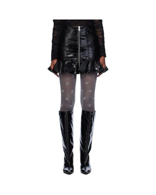 Ganni Black Future Coated Faux-Leather Miniskirt