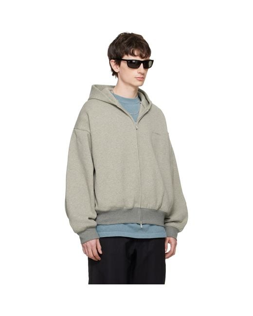 Fear Of God Gray Signature Classic Full Zip Hoodie for men