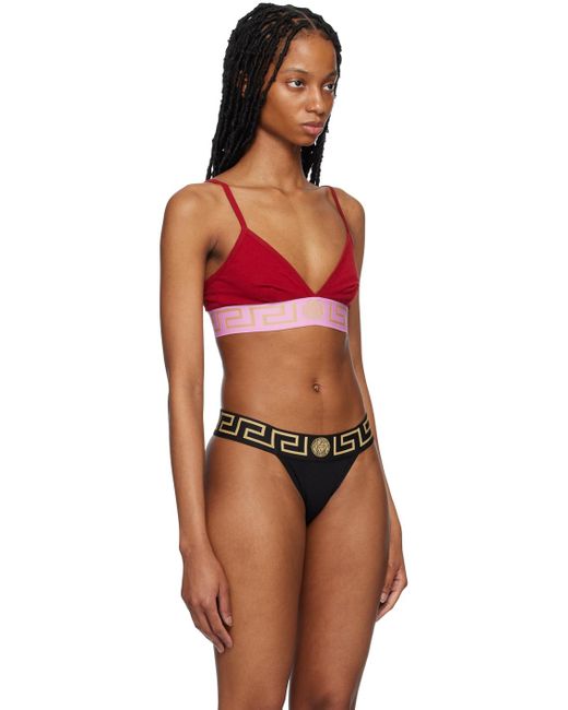 Versace レッド グレカ Border ブラ Red