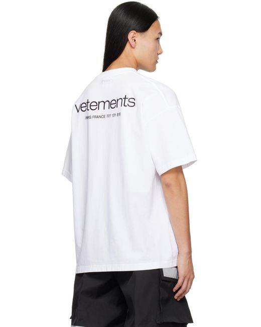 メンズ Vetements ホワイト ボンディングロゴ Tシャツ White