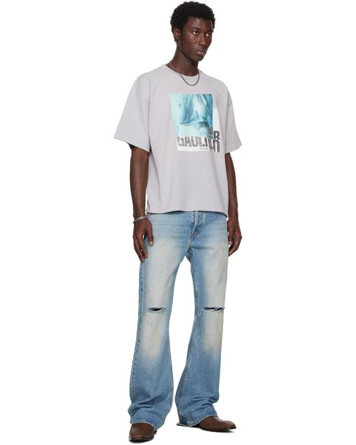 メンズ Jean Paul Gaultier グレー Printed Water オーバーサイズ Tシャツ Blue