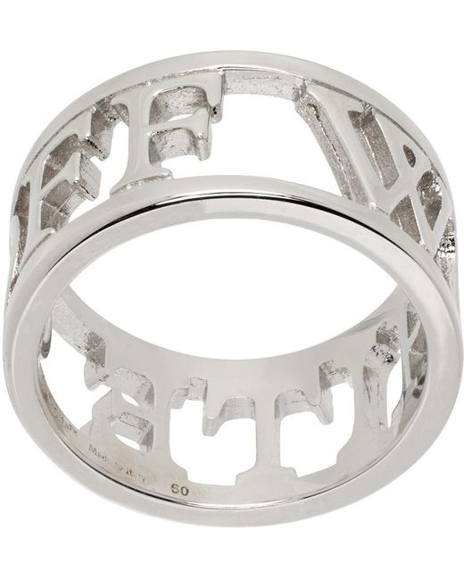 Off-White c/o Virgil Abloh Silver Logo Lettering Ring in Metallic for ...