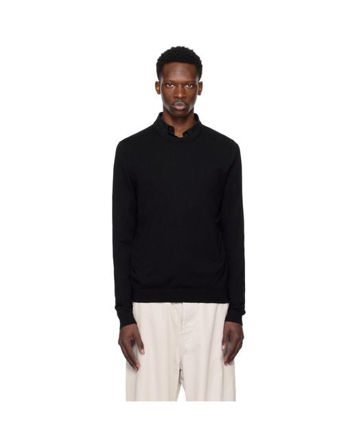 HUGO Black Regular Fit Crewneck Soft Yarns Sweater for men