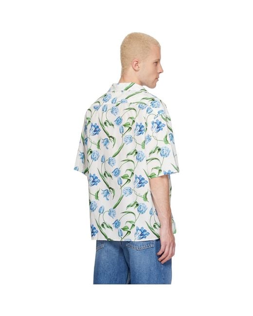 KENZO Blue Paris Tulip' Short Sleeve Shirt for men