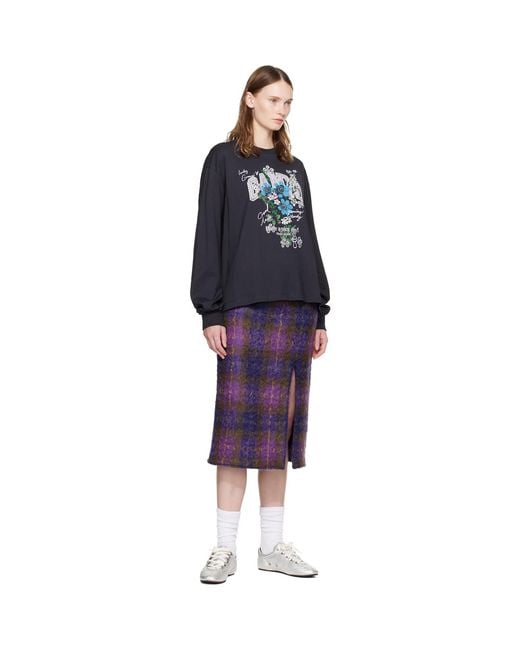 Ganni Blue Flowers Long Sleeve T-Shirt