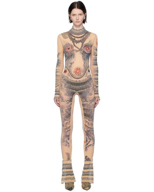 Jean Paul Gaultier Black Beige Soleil Jumpsuit