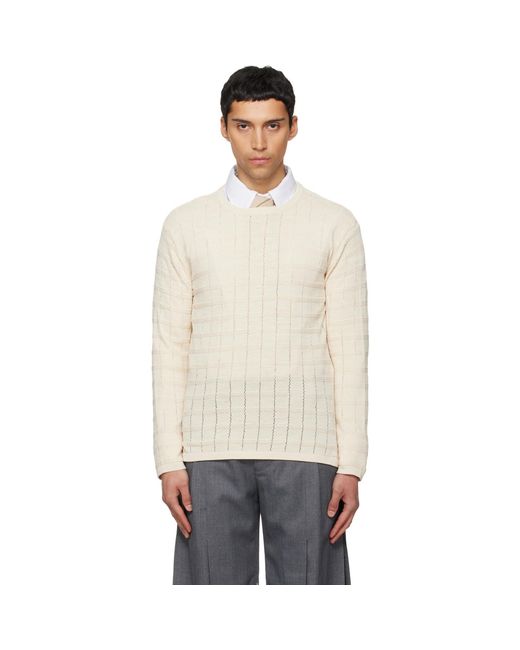 NULLUS Black Off- Cube Texture Knit Sweater for men