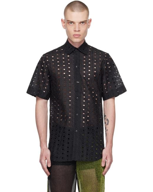 TOKYO JAMES Black Perforated Shirt for men