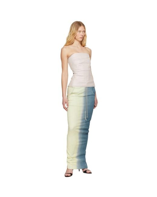 Rick Owens Blue Off- Pull On Pillar Maxi Skirt