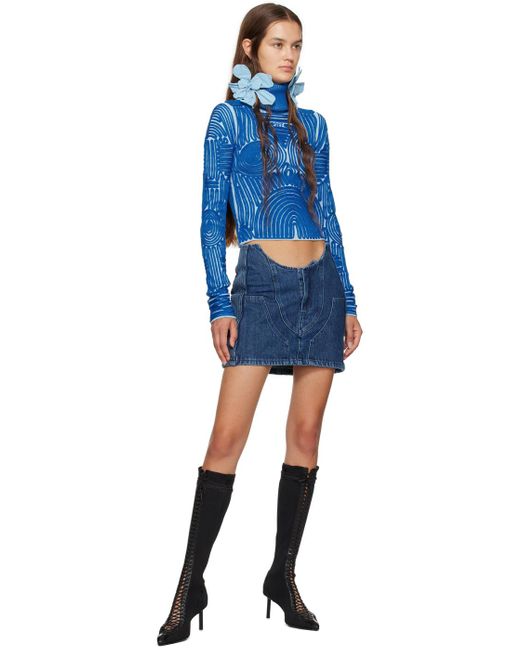 Off-White c/o Virgil Abloh Off- ブルー Motorcycle Hole デニム ミニスカート Blue