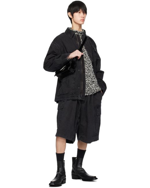 Acne Black Keisuke Otobe Edition Distortion Wavy Mini Bag for men