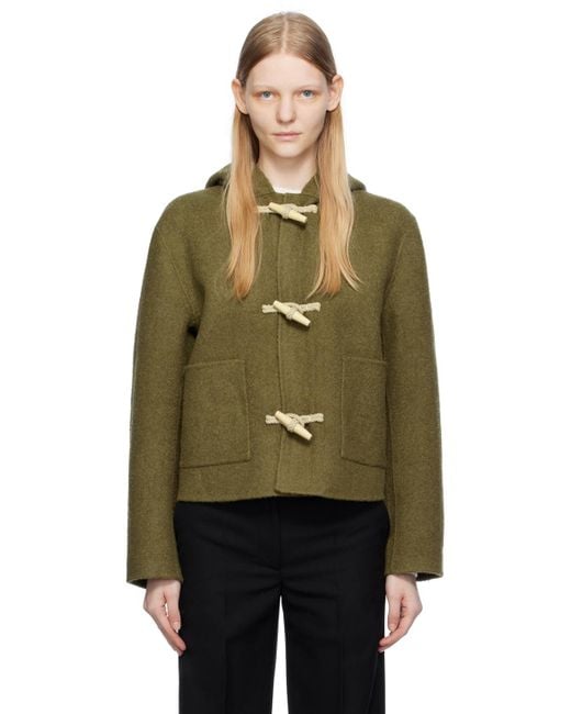 Totême  Green + Net Sustain Hooded Wool-blend Felt Jacket