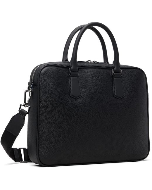Boss Black Leather Emed-Logo Document Briefcase for men