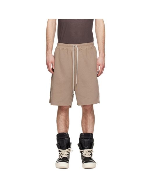 Rick Owens Natural Taupe Temple Heavy Sweatshirt Long Shorts for men