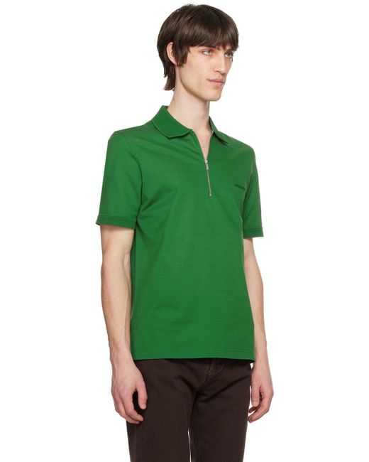Ferragamo Green Half-Zip Polo for men