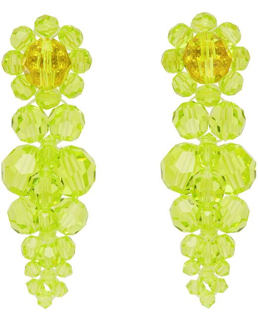 Simone Rocha Yellow Green Small Cluster Drip Earrings