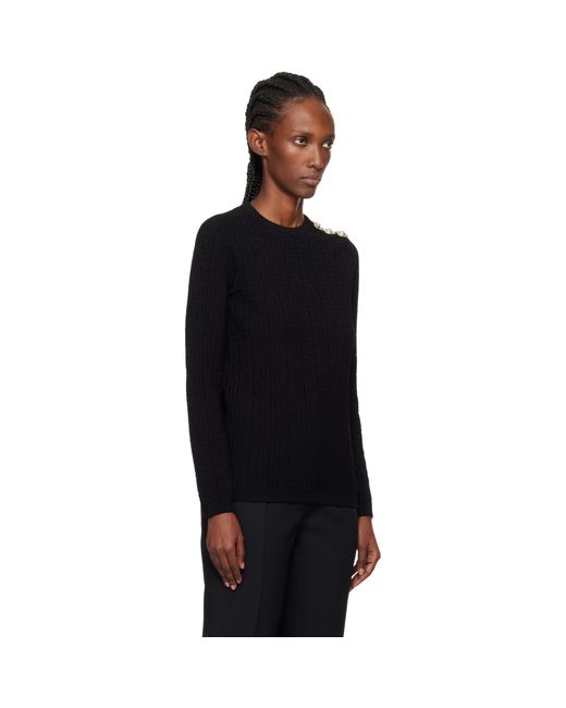 Pull Noir À Monogrammes Balmain en coloris Black