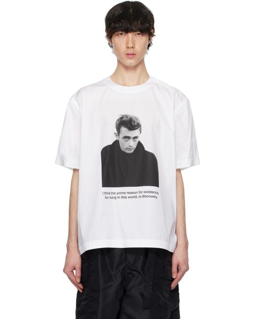 メンズ Sacai ホワイト James Dean コットンポプリン Tシャツ Black