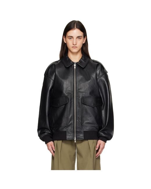 Frankie Shop Black Viper Leather Jacket