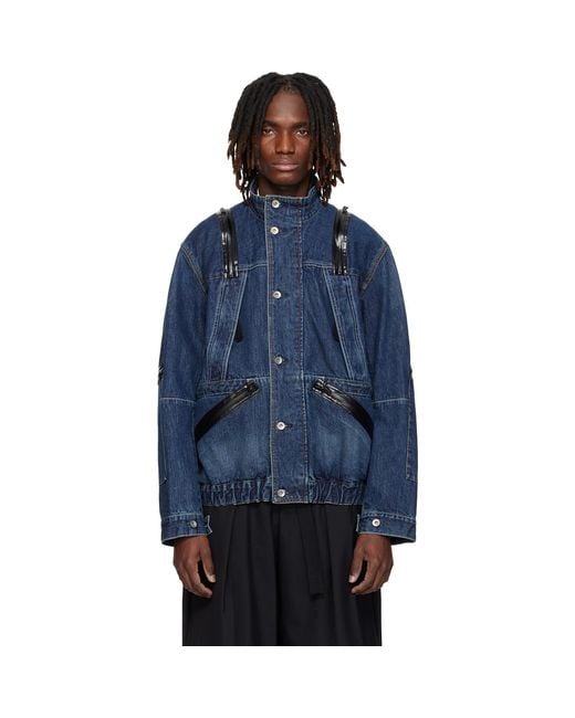 Sacai Blue Blouson Denim Jacket for men