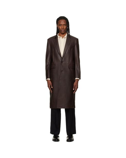 TONYWACK Black Lambskin Leather Single Coat for men