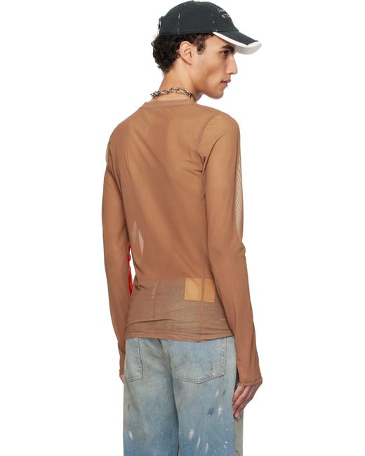 Acne Orange Taupe Sprayed Logo Long Sleeve T-Shirt for men